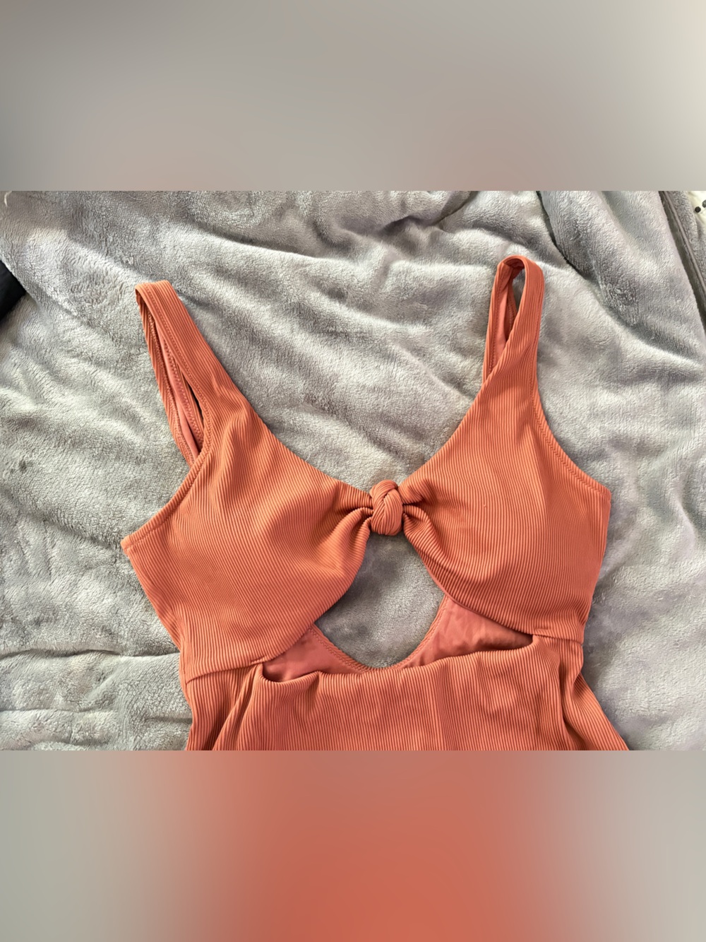 AERIE ribbed one knot tie swimsuit Terracitta monokini one piece swimsuit L EUC - Picture 10 of 12